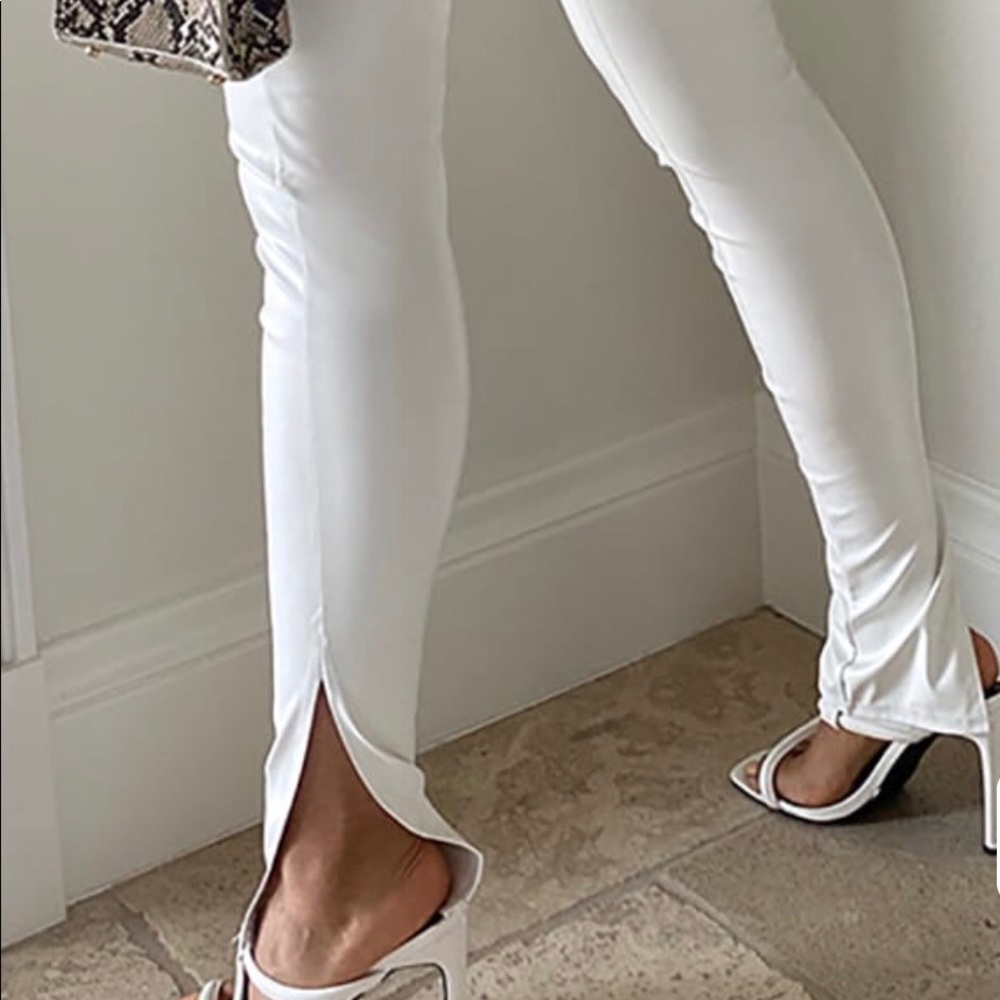 Tall Faux Leather Split Hem Leggings